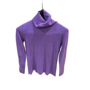 NEIMAN MARCUS Purple 100% Cashmere Sweater Turtleneck Pullover Size S
